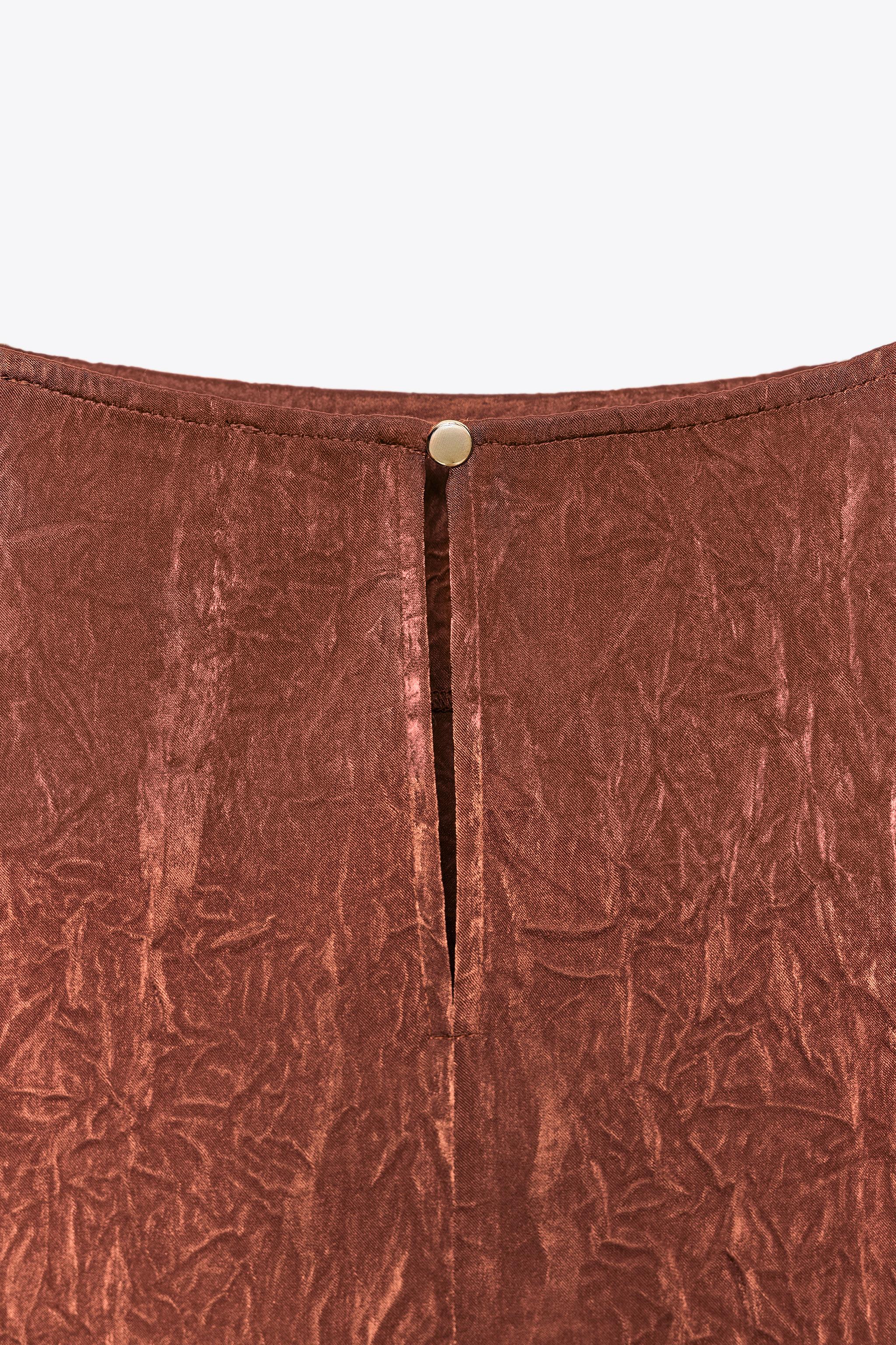 WRINKLED EFFECT SATIN TOP